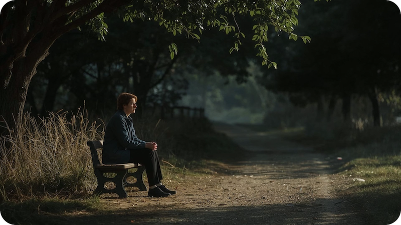 person on bench path rounded