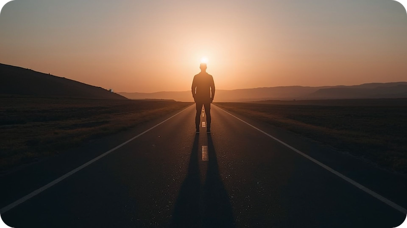 person on road rounded